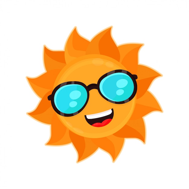 戴著太陽眼鏡的快樂有趣的微笑太陽