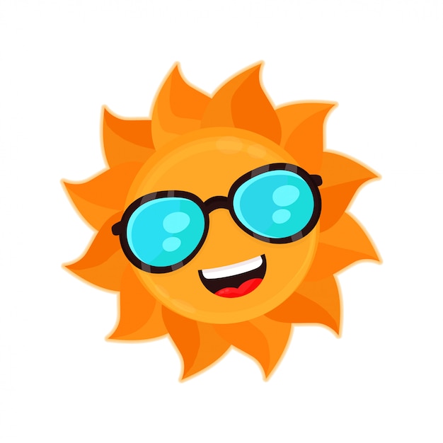 Happy funny smiling sun with sunglass