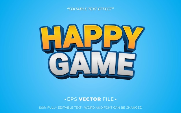 happy game tekst effect bewerkbare vector 3d voor spel