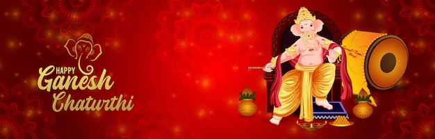 Banner di celebrazione felice di ganesh chaturthi