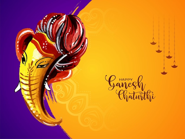 Happy ganesh chaturthi festival colorful decorative card design