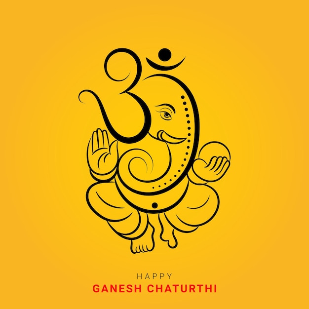 Happy Ganesh chaturthi festival greeting with lord ganesha with om sign