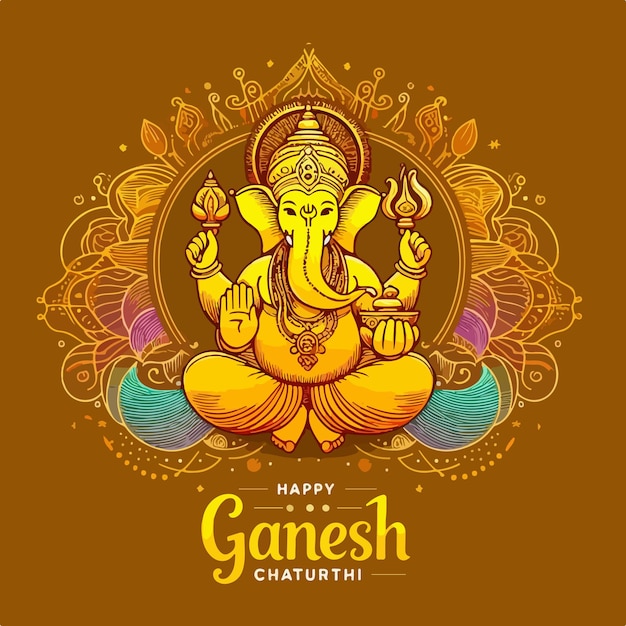 Vector happy ganesh chaturthi festival illustration with shree ganesh indian god celebrate for birth