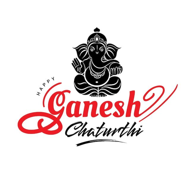 Happy Ganesh Chaturthi greeting with calligraphy lord ganesha symbol