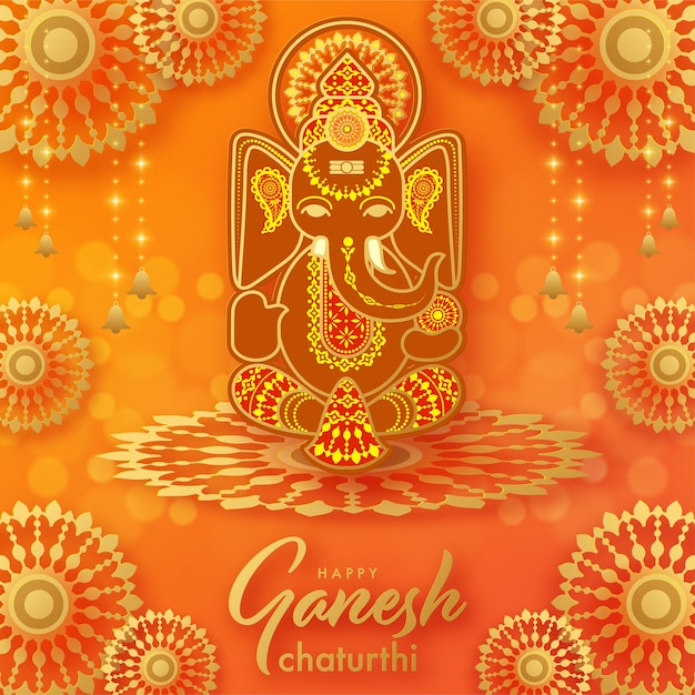 Vector happy ganesh chaturthi greetings festival