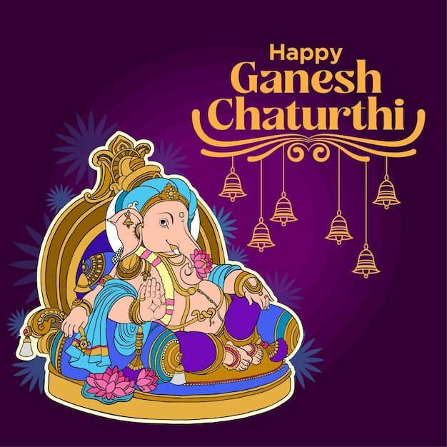 Vettore buon ganesh chaturthi saluti