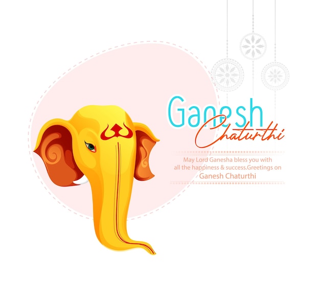 Ganesh Chaturthi 축제를 위한 Lord Ganpati 배경의 Happy Ganesh Chaturthi 삽화