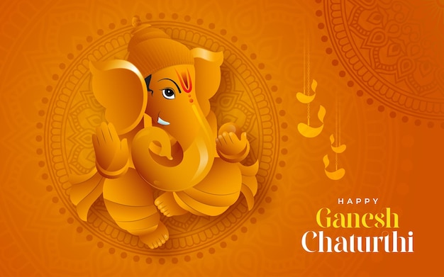 행복 ganesh chaturthi 인도 축제 축 하 배경 벡터 일러스트 레이 션