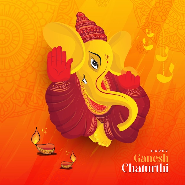 행복 Ganesh Chaturthi 인도 축제 축 하 배경 벡터 일러스트 레이 션