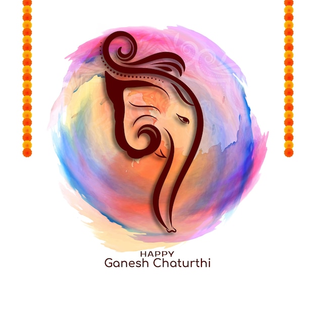 Happy Ganesh Chaturthi 인도 축제 축하 전통 배경 벡터