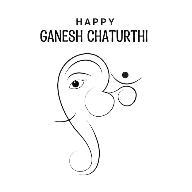 Happy Ganesh Chaturthi lord Ganesha and Om Dual Symbolic Line Clipart Illustration Vector Hand Drawn