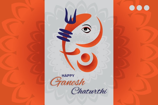 Happy Ganesh Chaturthi orange banner for social media user