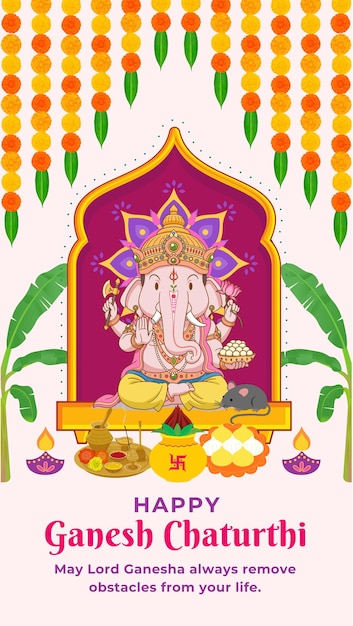 Vector happy ganesh chaturthi traditional festival background social media post design template