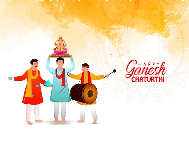 Happy ganesh visarjan festival of india celebration