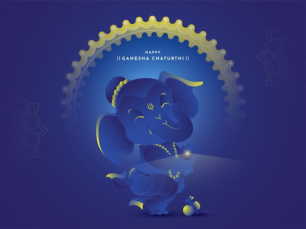 Lord Ganesha 벡터 일러스트와 함께 행복한 Ganesha Chaturthi 인도 축제 배경