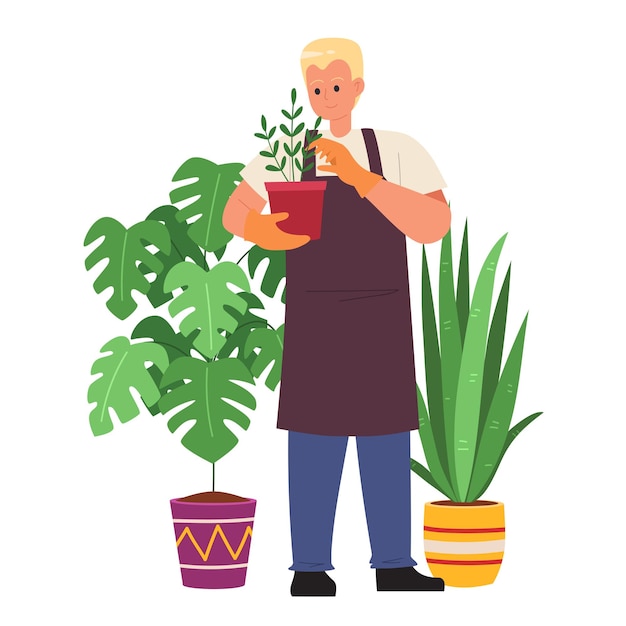 Happy gardener flat vector image