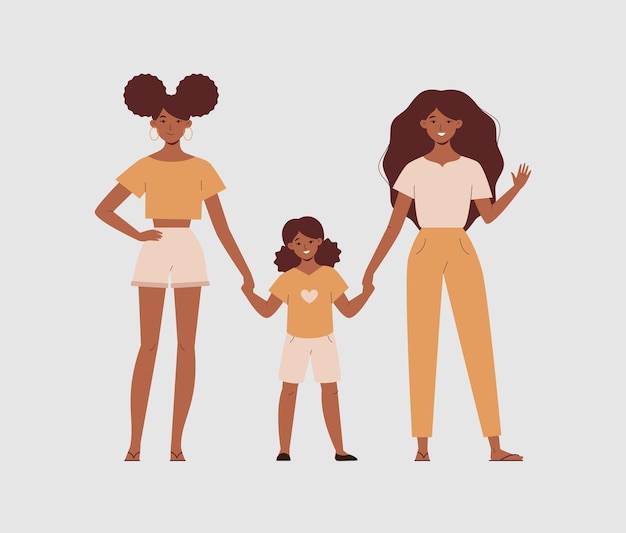 Happy gay women family with adopted child