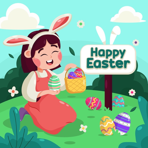 Happy General Easter With Cute Character