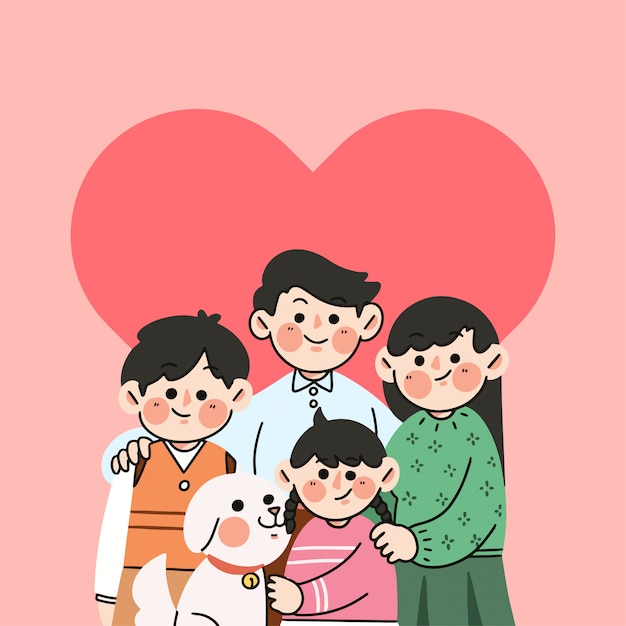 Happy get along family doodle illustratie door arkana studio