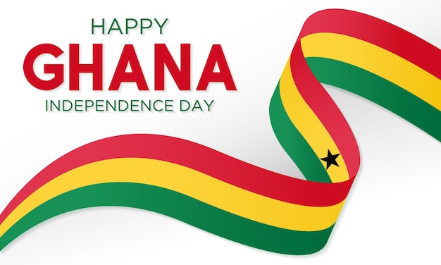 Vettore felice giornata dell'indipendenza del ghana ogni anno il 6 marzo modello vettoriale per poster di biglietti di auguri con sfondo agitare bandiere del ghana illustrazione vettoriale.