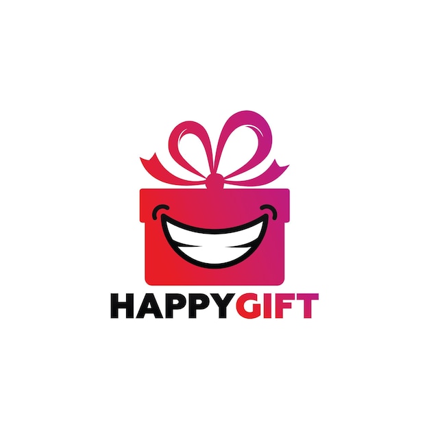 Vector happy gift logo template design