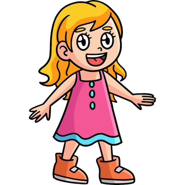 Happy girl cartoon colored clipart illustration