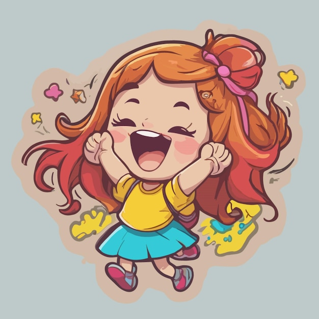 Vector happy girl cartoon vector