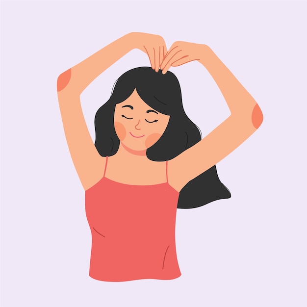 Vector happy girl doing love heart hand sign gesture illustration