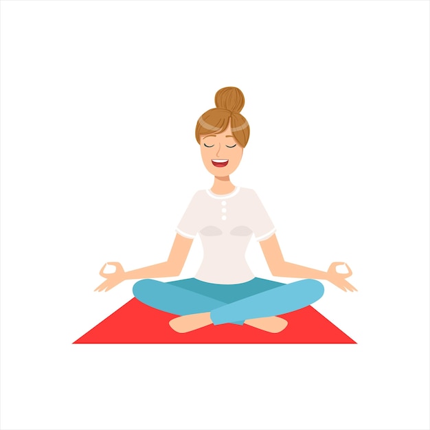 Happy Girl Doing Yoga Asana In Fitness Class Part Of Women Different Lifestyles Collection