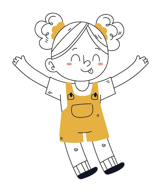 행복한 소녀 doodle 아이콘 고립