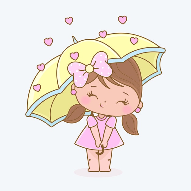 happy girl holding umbrella