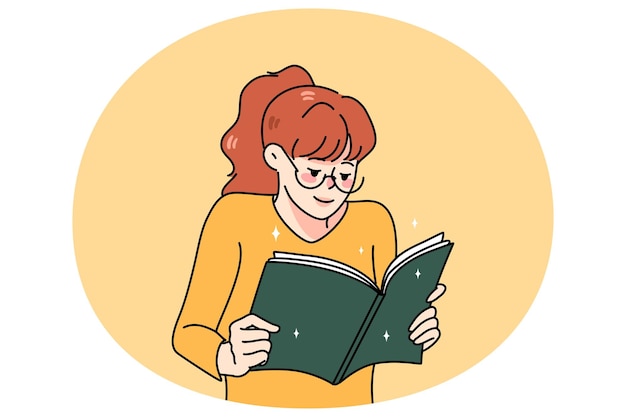 happy girl reading book