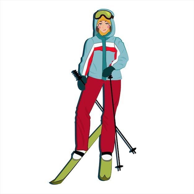 Happy girl skiing at winter resort. Winter outdoor recreation. Winter sport