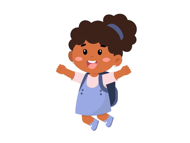 幼稚園の幸せな女の子のジャンプイラスト