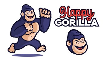 happy gorilla cartoon character vector