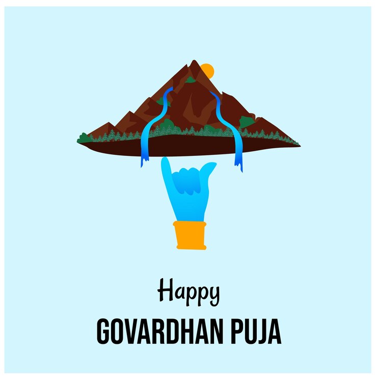 वेक्टर happy govardhan pooja indian hindu festival vector illustration  lord krishna festival