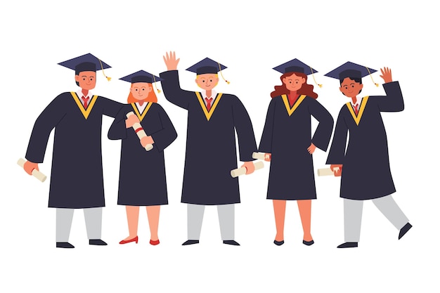 happy graduates students standing together