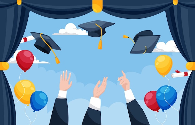 Vector happy graduation background with hat