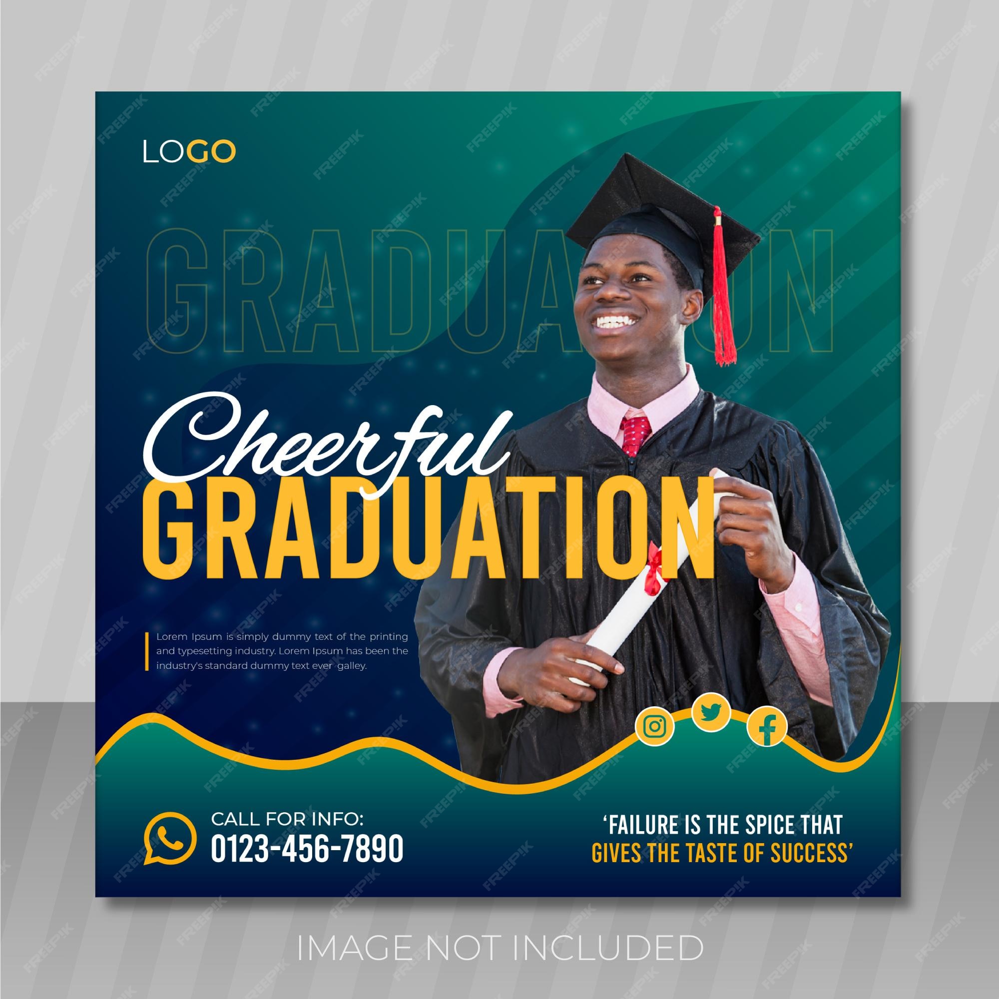 Premium Vector | Happy graduation day design template or instagram post  with luxury background style