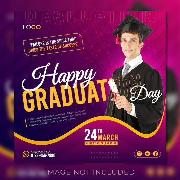 Vector happy graduation day design template with luxury background style