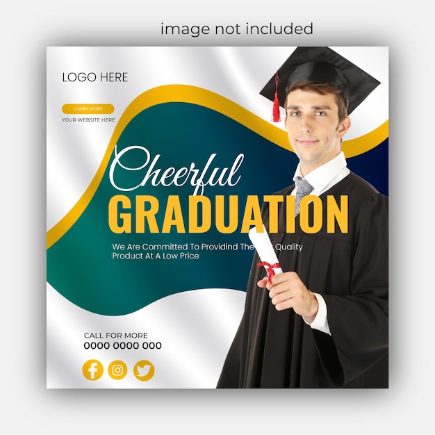 happy graduation and education social media post or banner design modern simple template