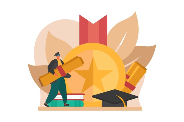 Happy Graduation Flat Illustration Design