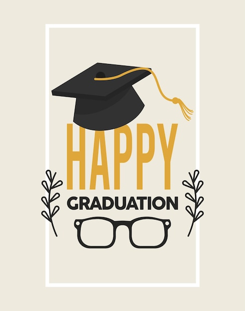 Happy graduation frame with hat