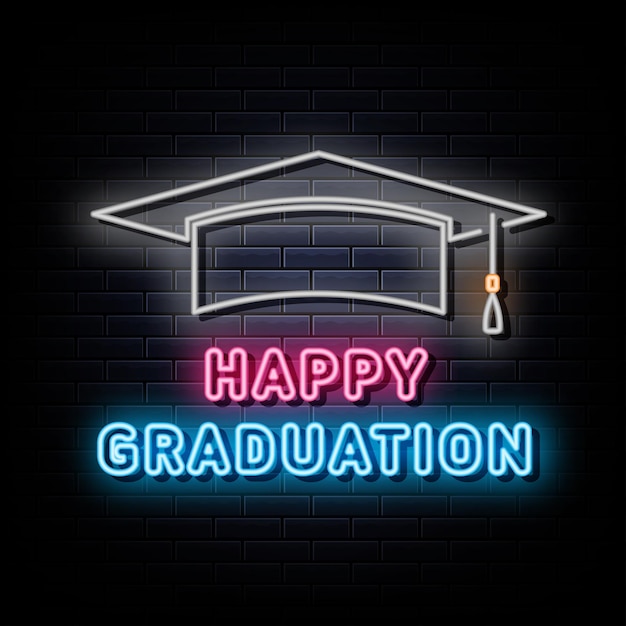 happy graduation neon logo neon sign symbol