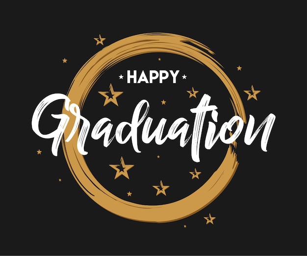 Happy Graduation - Vintage Typography - Grunge, рукописный, кисточка с надписью, для gree