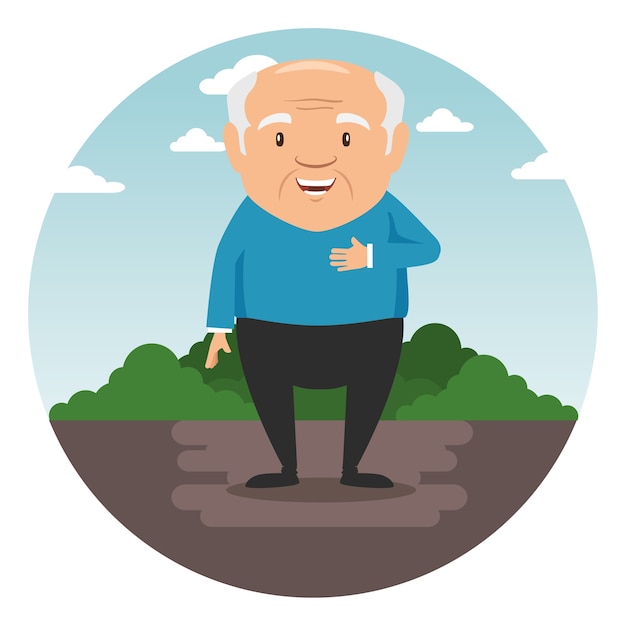 Vector happy grandfather cartoon