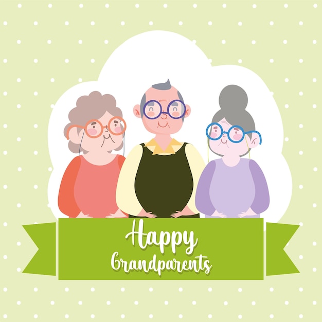 Vector happy grandparents cartoon