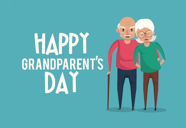 Happy grandparents day card with cartoons