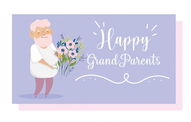 Vector happy grandparents day card