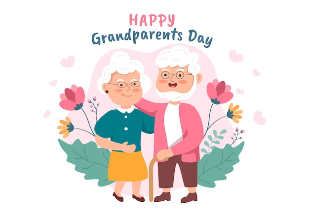 Счастливый день бабушек и дедушек милый мультфильм иллюстрации